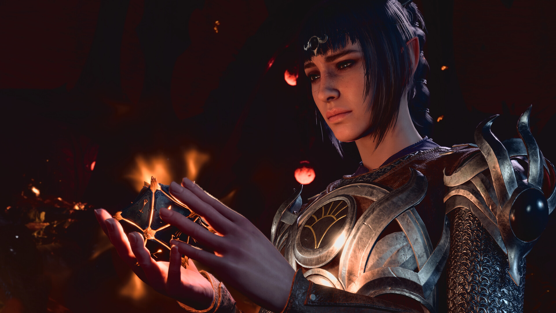 Baldur's Gate 3 screenshot of woman with orb in her hands