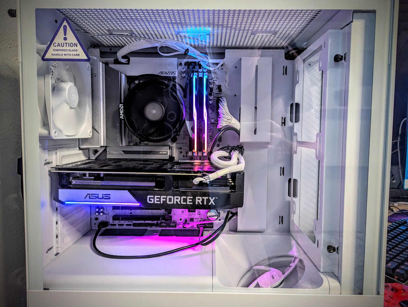 The mostly white PC we built featuring the Ryzen 5 8600G with integrated NPU